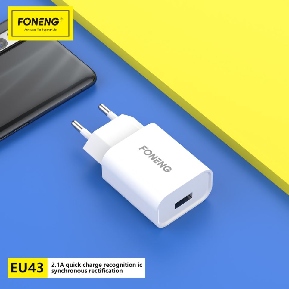 Chargeur rapide Foneng EU40 avec 1x USB et câble USB C vers Lightning 